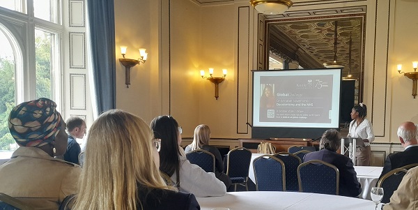 Annabel delivering her lecture in the Salvin Room