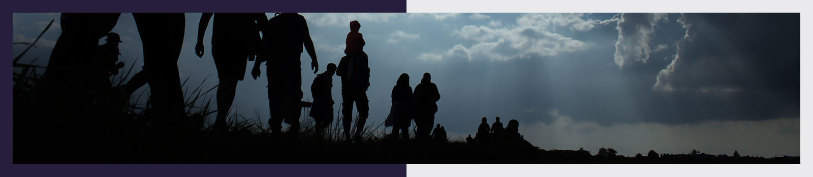 Silhouettes of people walking