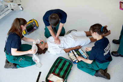 Paramedic Science students undertaking a practical activity in one of Keele's simulation facilities.