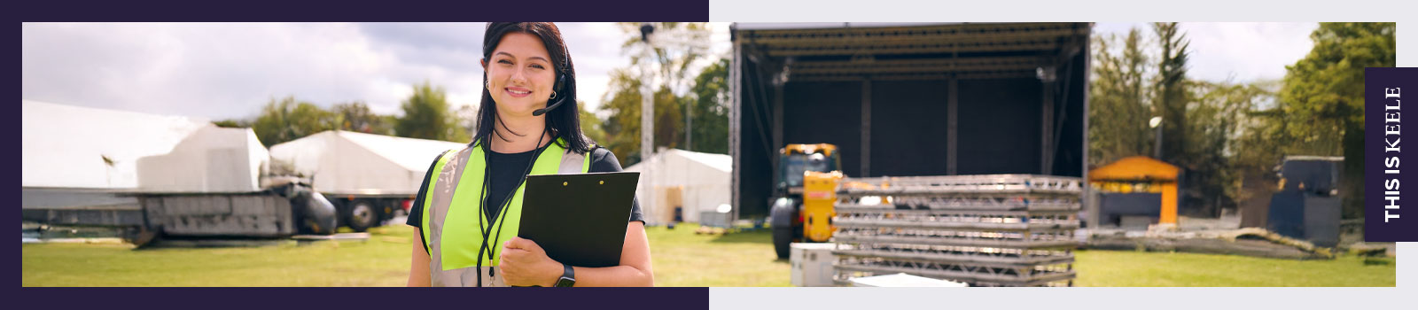 An event manager at the set up of a concert.