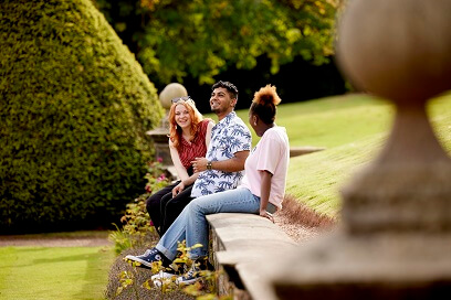 Students at Keele Hall gardens