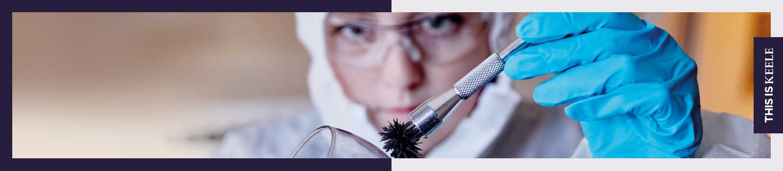 A forensic science student dusting for fingerprints