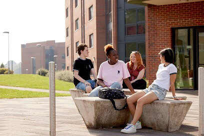 Students outside Barnes hall