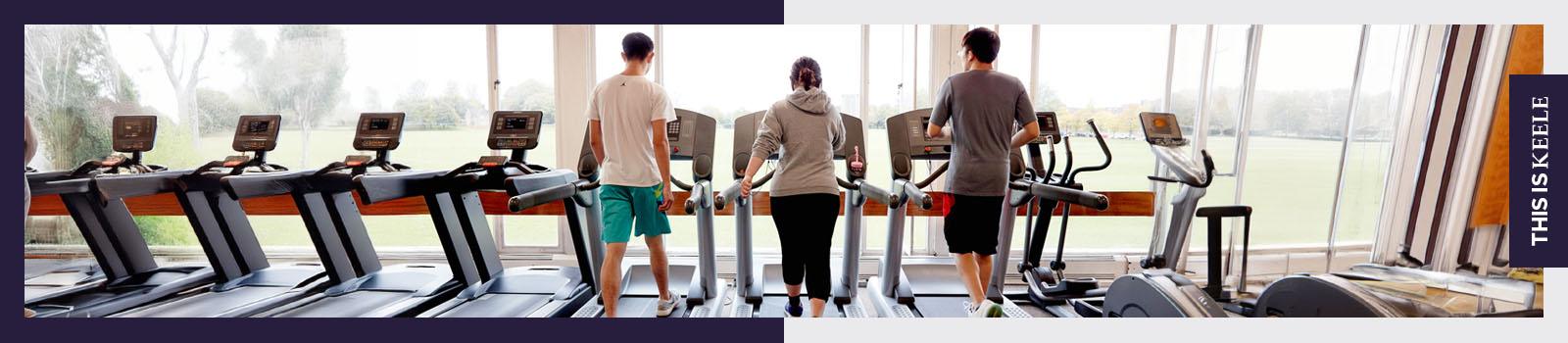Three people using treadmills at Keele University's gym.